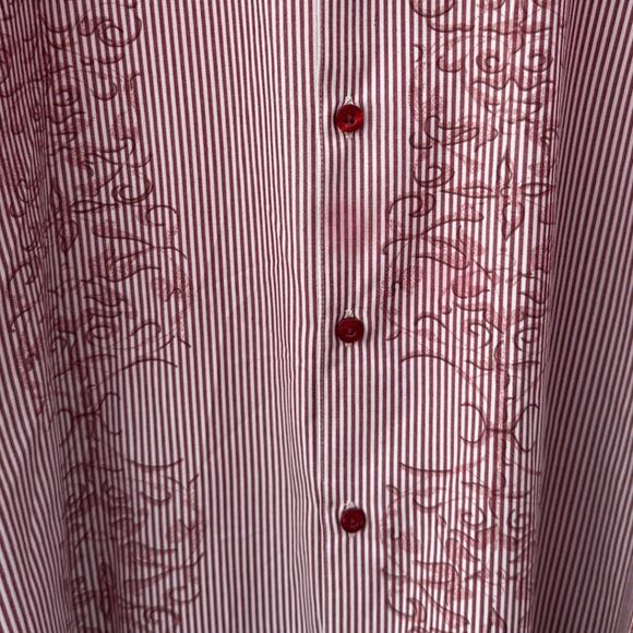The Havanera Co Button Up Shirt Mens XL Burgundy red Striped pattern long sleeve - Picture 4 of 7